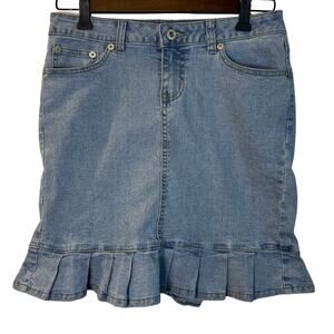 Angels Juniors Y2K Denim Pleated Skirt Size 7